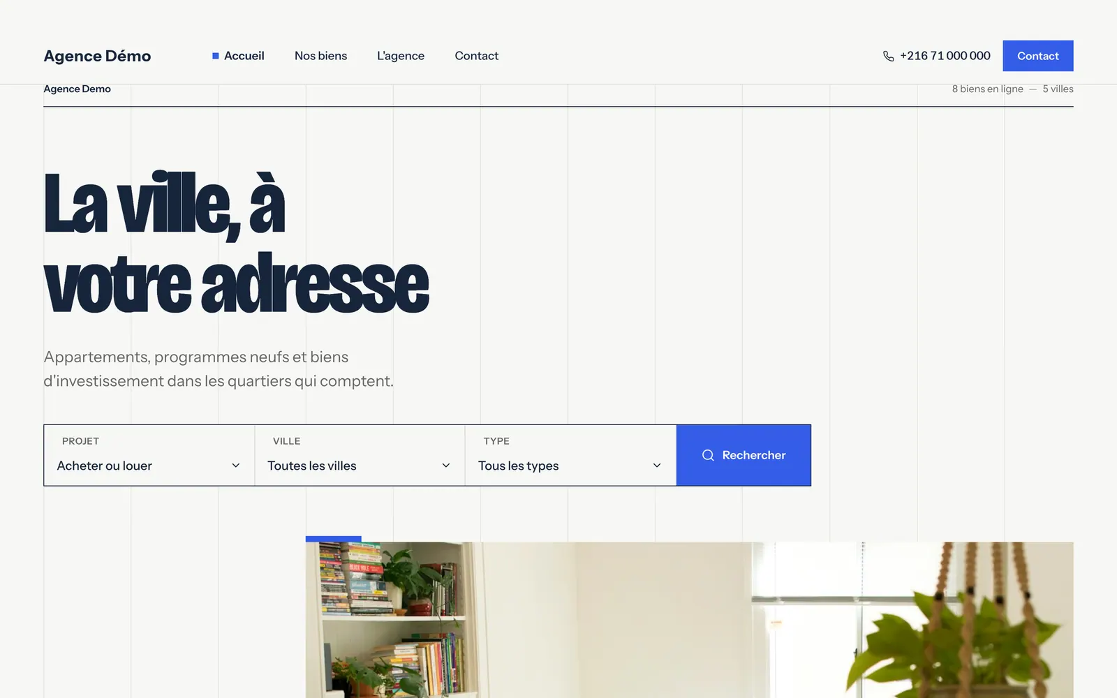 La page d’accueil d’un site d’agence avec le thème Forma