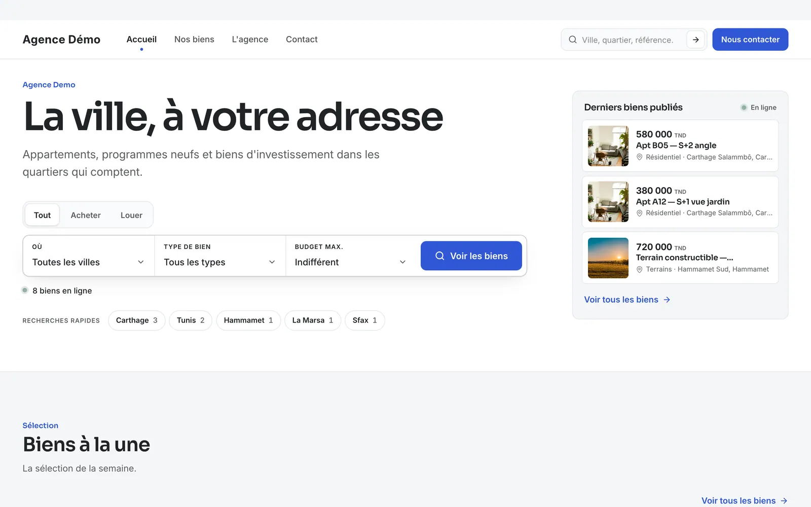 Le thème Signal sur le site d’une agence
